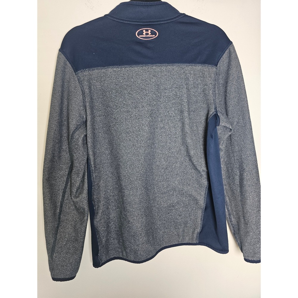 Athletic Under Armour ColdGear 1/4 Zip Pullover Mens Small Blue Gray Mock Neck - Picture 2 of 7